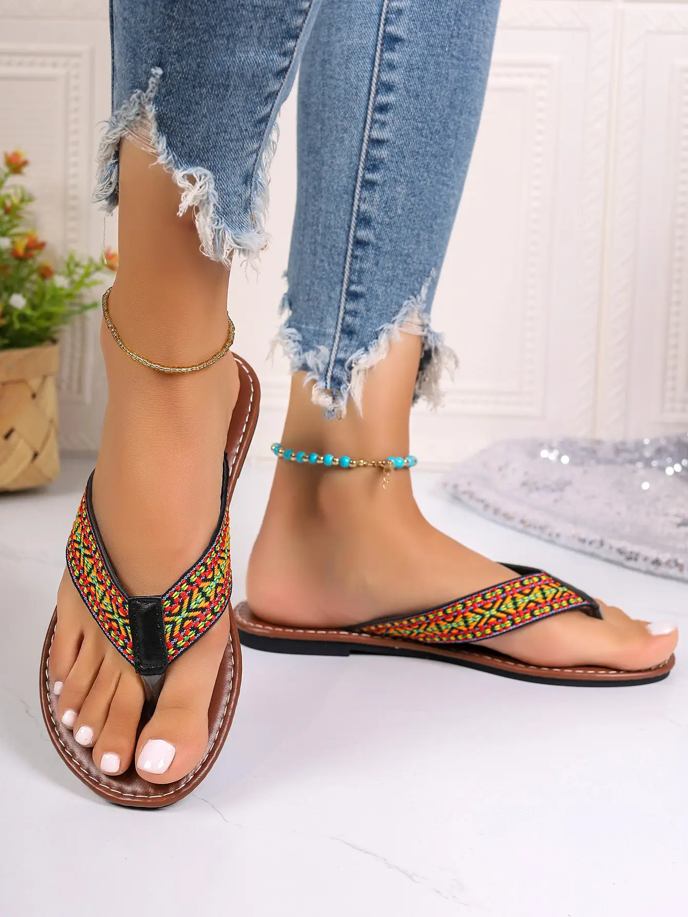 2024 Ethnic Ethnic Flat Slippers for Women Summer Shoes — feature 7