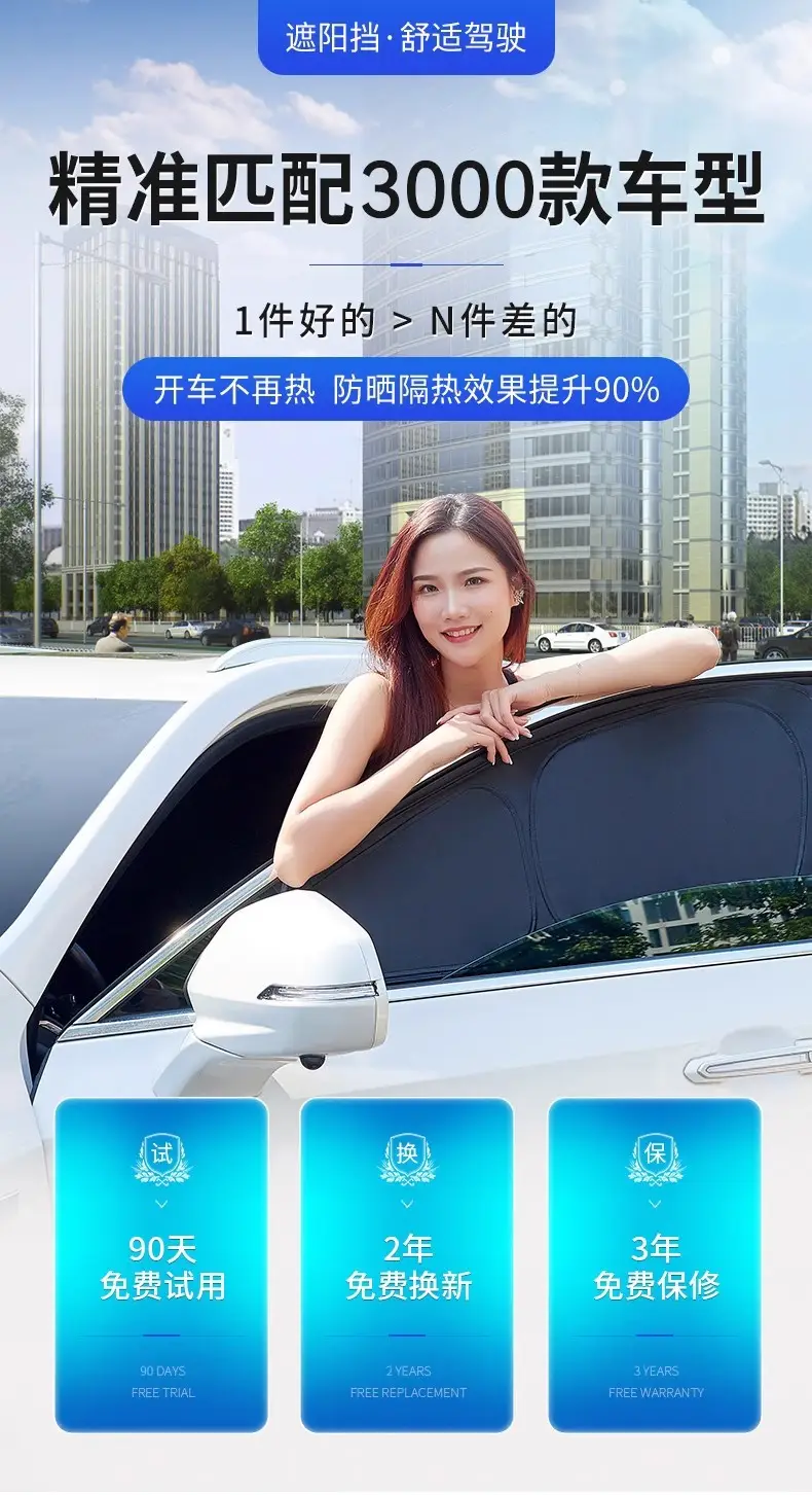 Dark Blue Full Blackout Car Curtains with Heat & Privacy Protection — feature 2