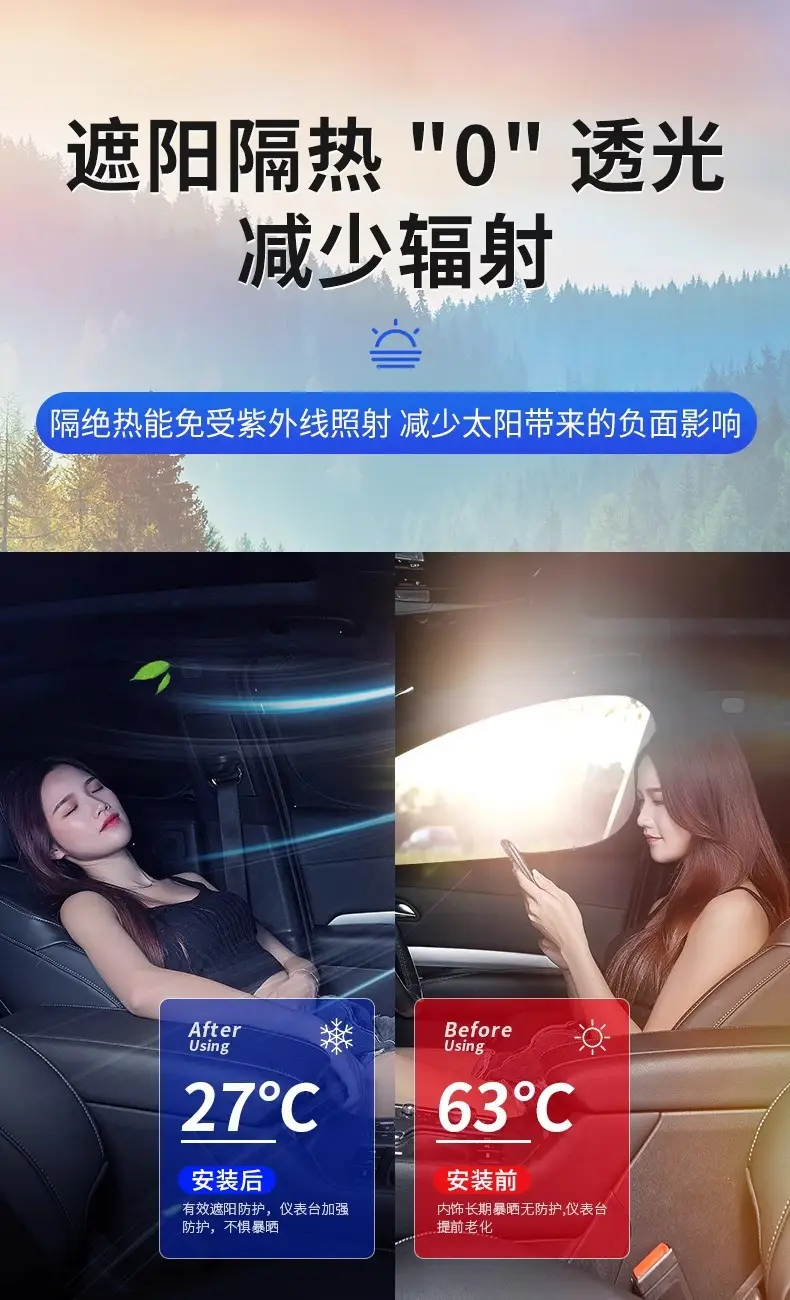 Dark Blue Full Blackout Car Curtains with Heat & Privacy Protection — feature 7