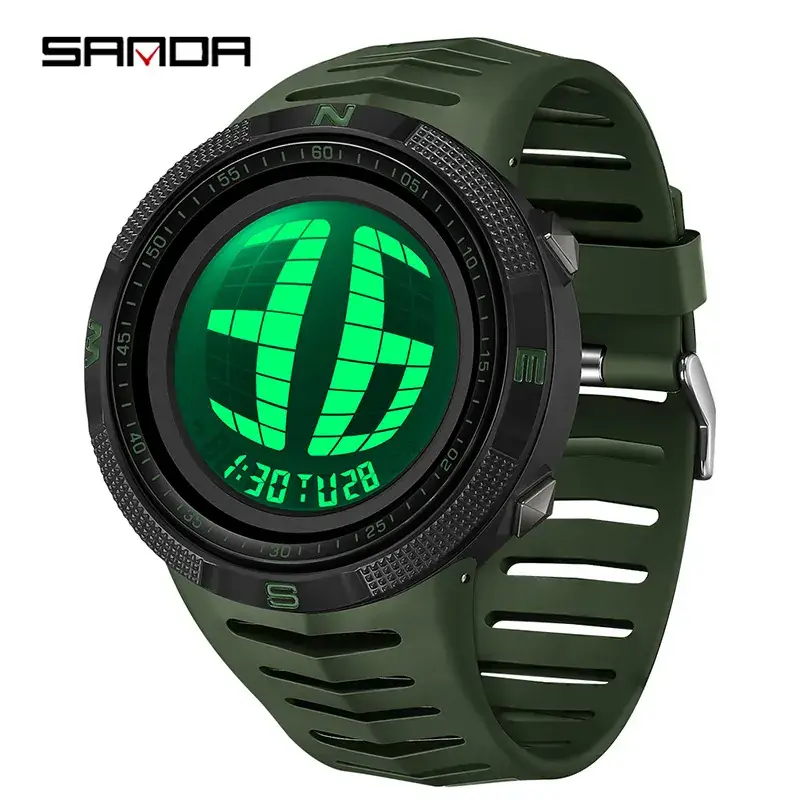Sanda Green Digital Watch with Hand Lift Light - Image 11