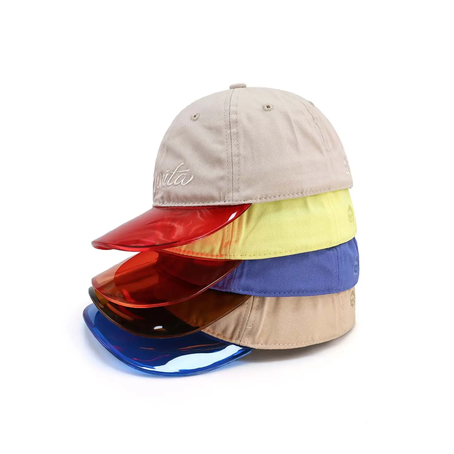 Women's Beige Red Flatback Sunblock Cap Set - Image 7