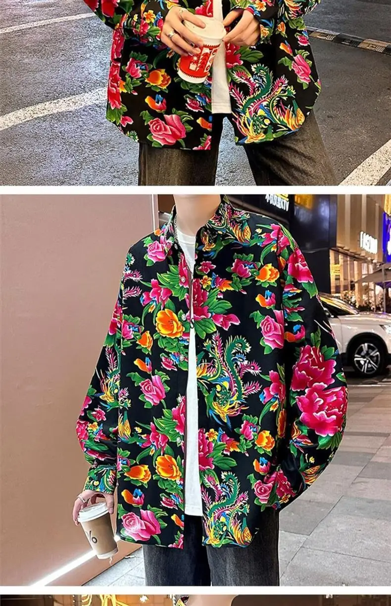 Northeastern Peony Flower Jacket Green Long Sleeve — feature 11