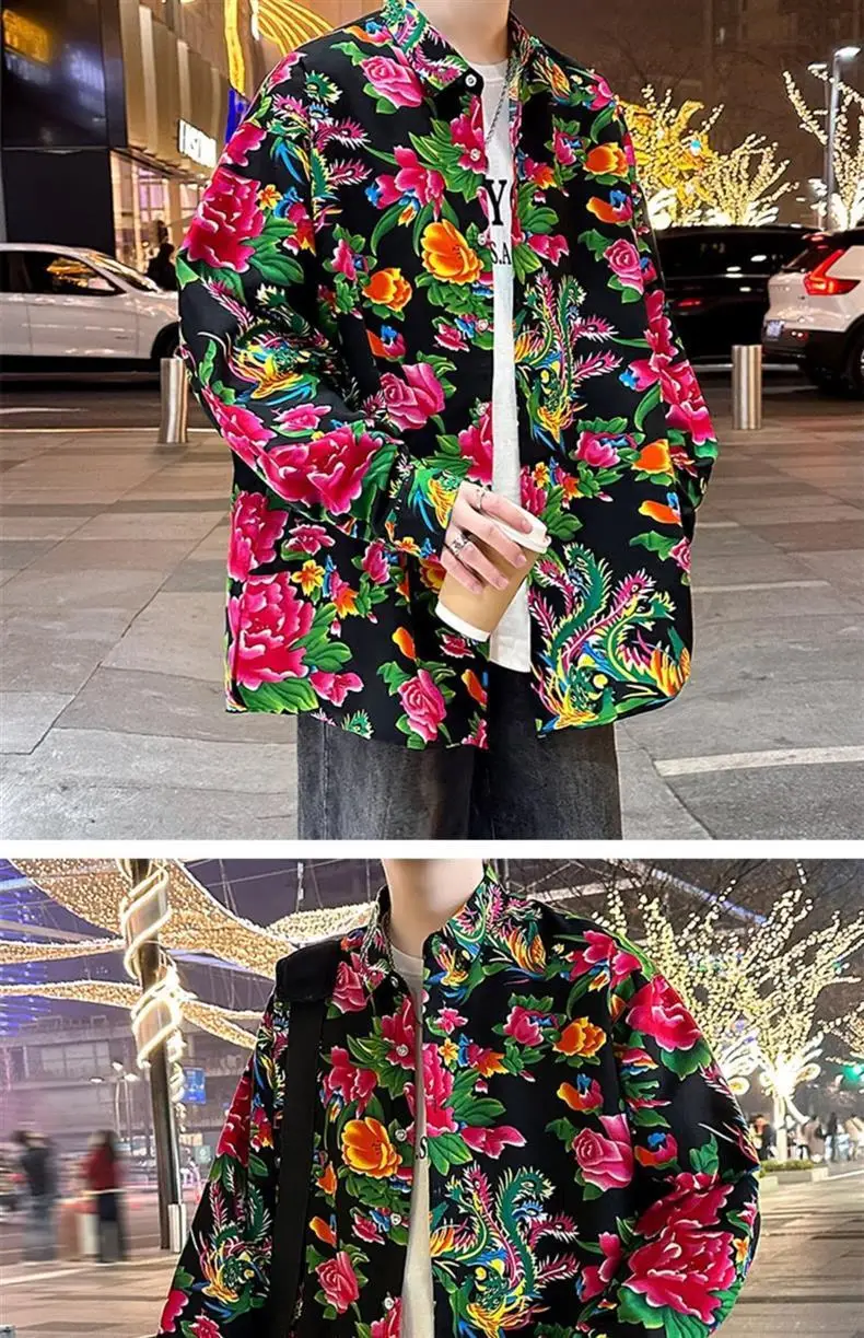 Northeastern Peony Flower Jacket Green Long Sleeve — feature 12