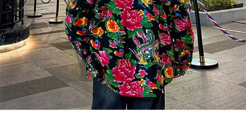 Northeastern Peony Flower Jacket Green Long Sleeve — feature 17