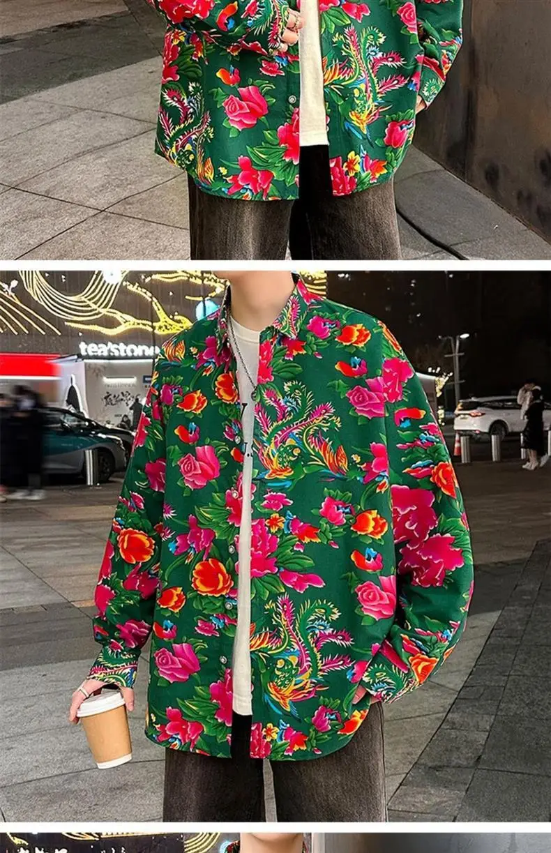 Northeastern Peony Flower Jacket Green Long Sleeve — feature 19