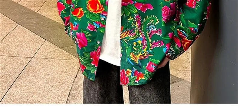 Northeastern Peony Flower Jacket Green Long Sleeve — feature 21