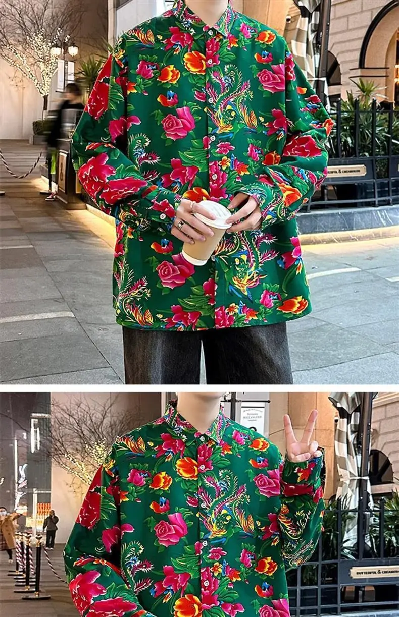 Northeastern Peony Flower Jacket Green Long Sleeve — feature 24