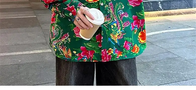 Northeastern Peony Flower Jacket Green Long Sleeve — feature 25