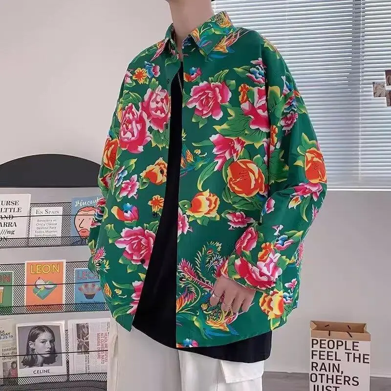 Northeastern Peony Flower Jacket Green Long Sleeve - Image 2