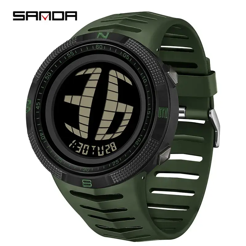 Sanda Green Digital Compass Watch for Men Women - Image 11