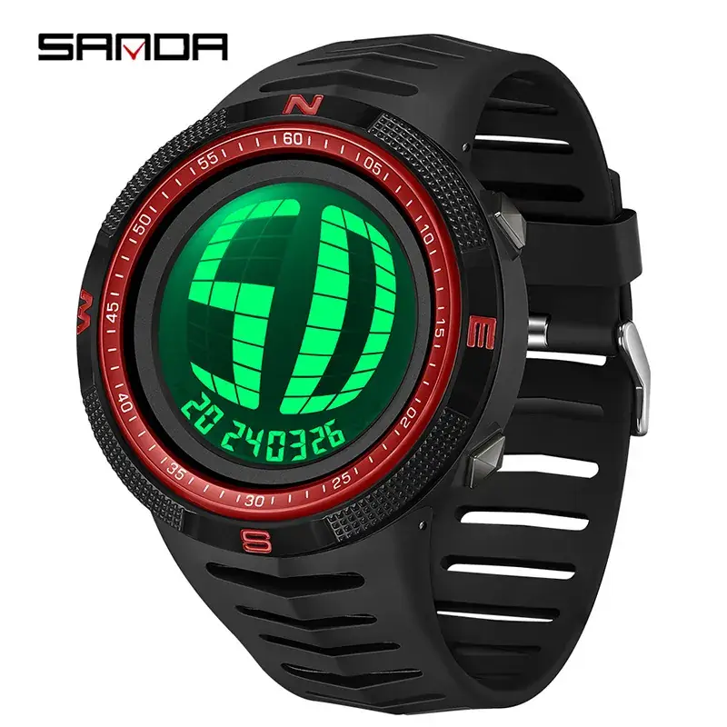 Sanda Green Digital Compass Watch for Men Women - Image 3