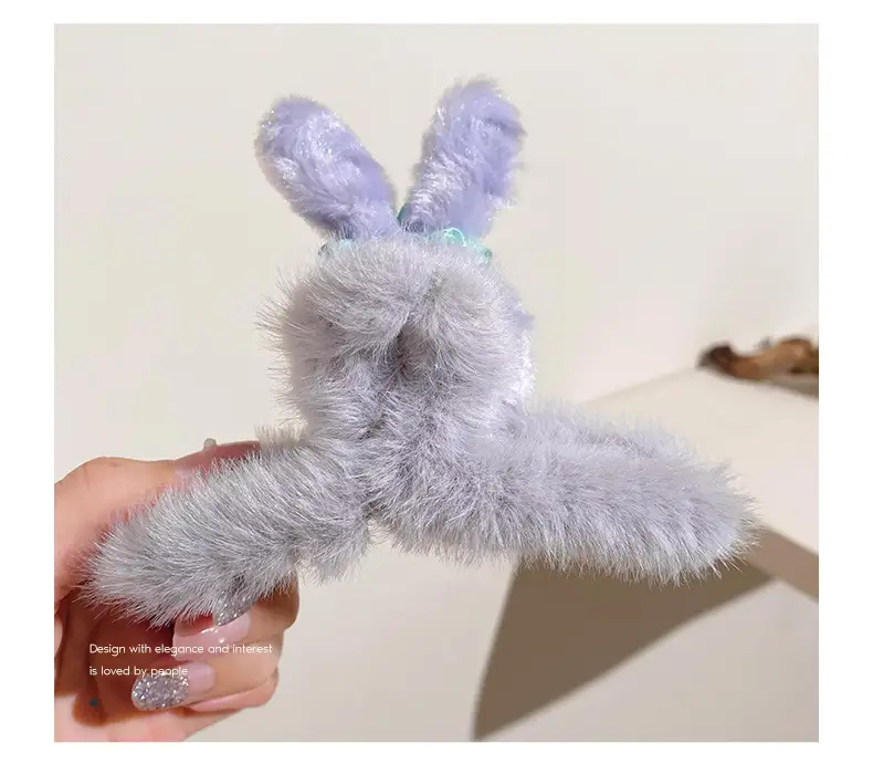 Pink Plush Rabbit Ears Headband for Women — feature 11