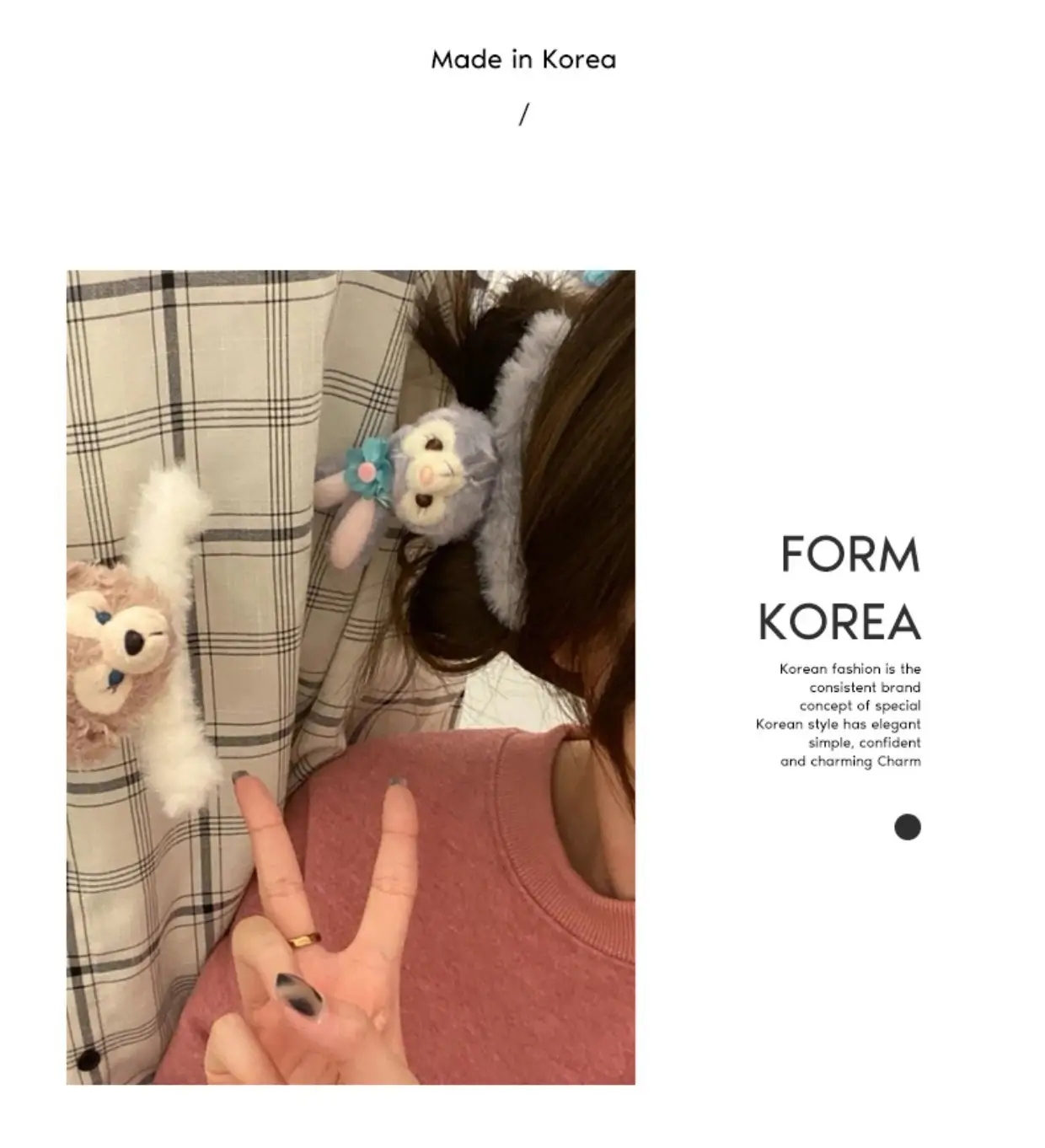 Pink Plush Rabbit Ears Headband for Women — feature 4