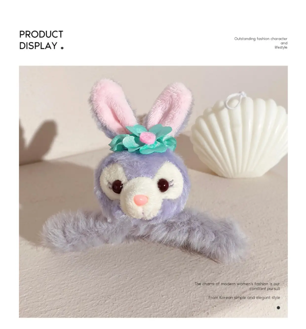 Pink Plush Rabbit Ears Headband for Women — feature 9