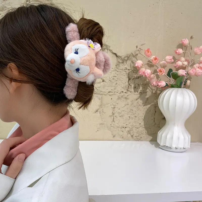 Pink Plush Rabbit Ears Headband for Women - Image 3
