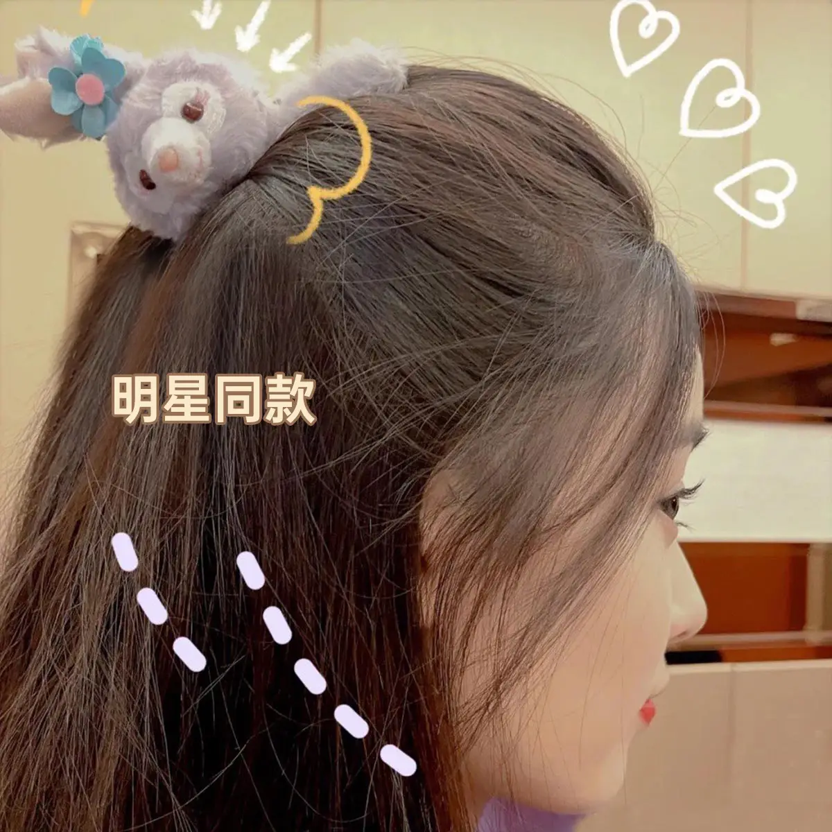 Pink Plush Rabbit Ears Headband for Women - Image 4