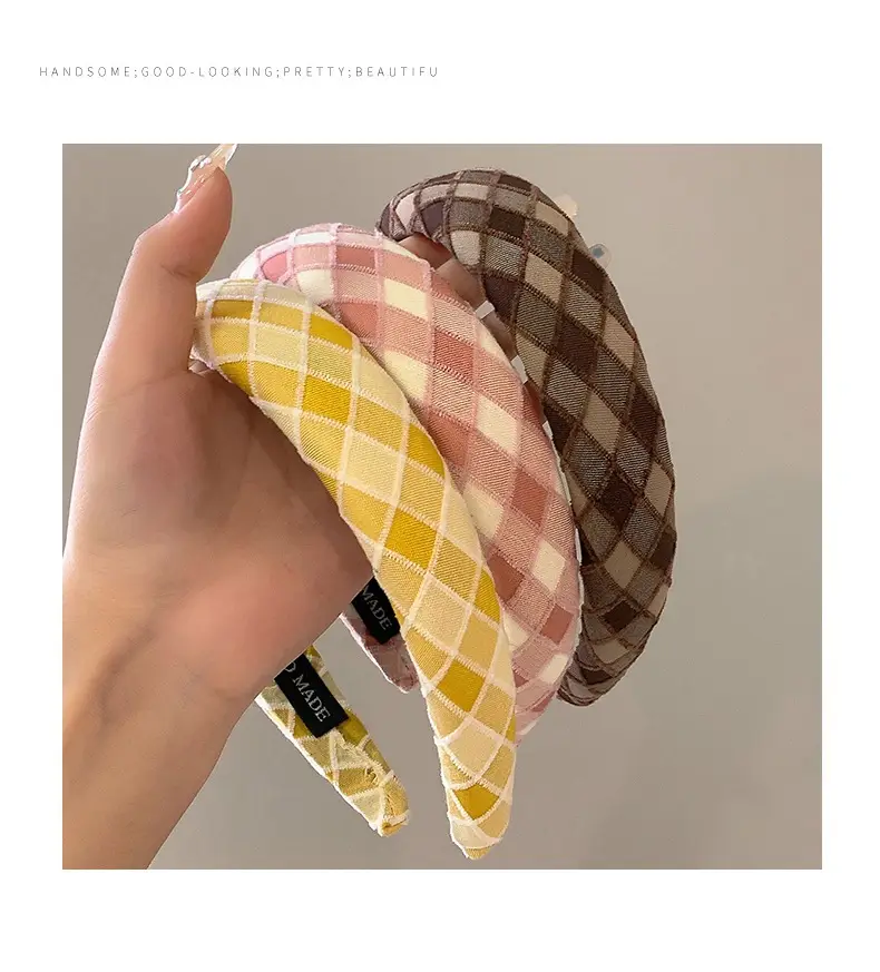 Plaid Wide-brim Hair Band for Women — feature 2