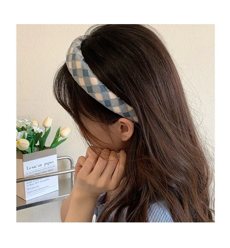Plaid Wide-brim Hair Band for Women — feature 3