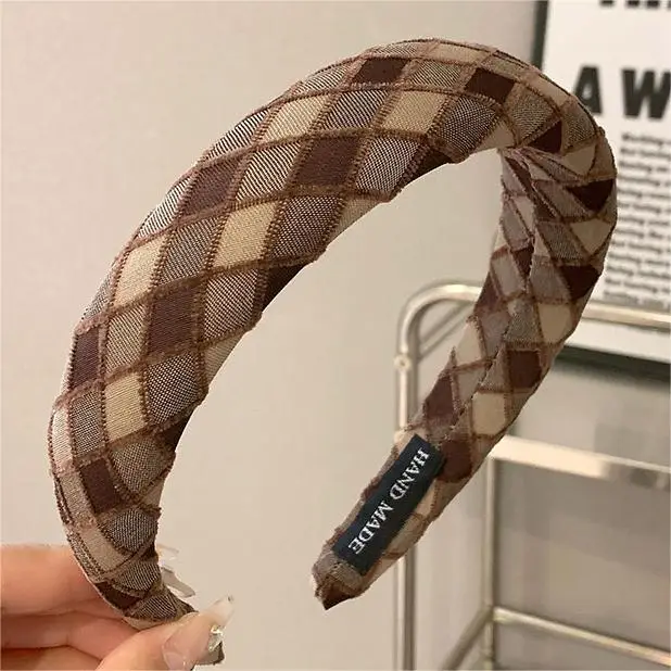 Plaid Wide-brim Hair Band for Women - Image 5