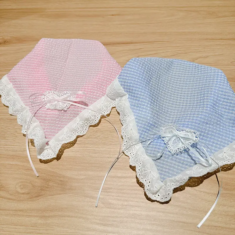 Lace Hair Hoop Women's Vintage Ins Style Seaside Photo French Style Baotou Triangle Scarf Headwear - Image 10