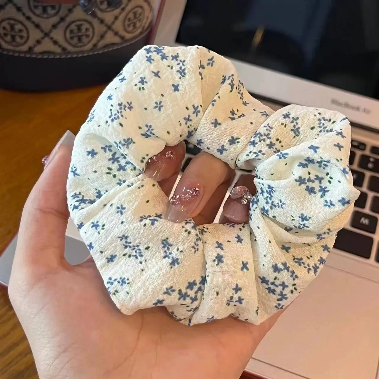 Light Blue Embroidered Hair Ring for Women — feature 30