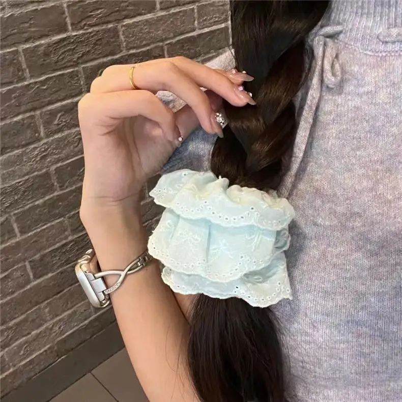 Light Blue Embroidered Hair Ring for Women — feature 35