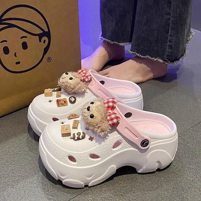 Plush Cute Thick-soled Cave Shoes Women's Outdoor Wear High-heeled Fashion Shoes Trendy Shoes EVA Sandals and Slippers Trendy European and American Cross-border - Image 9