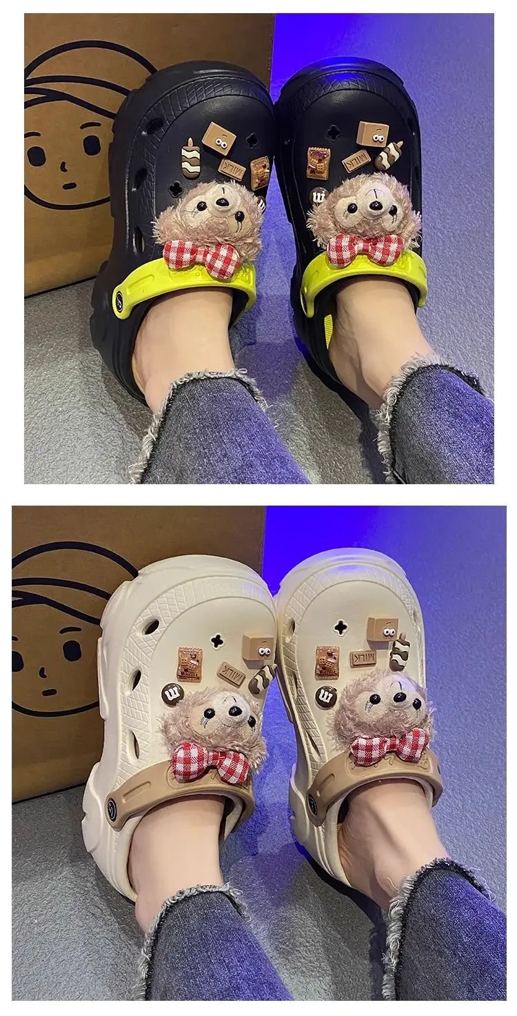 Plush Cute Thick-soled Cave Shoes Women's Outdoor Wear High-heeled Fashion Shoes Trendy Shoes EVA Sandals and Slippers Trendy European and American Cross-border — feature 2