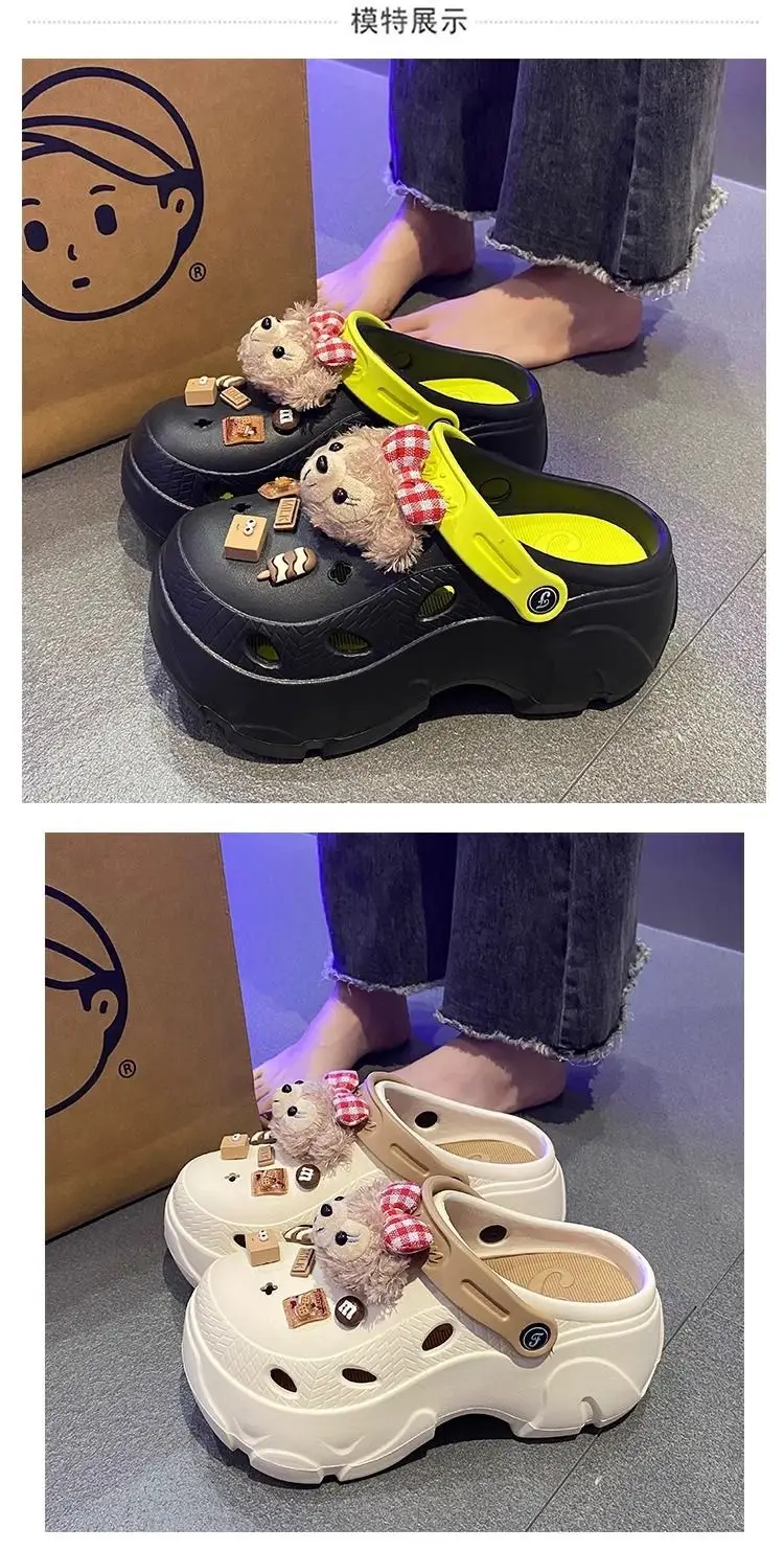 Plush Cute Thick-soled Cave Shoes Women's Outdoor Wear High-heeled Fashion Shoes Trendy Shoes EVA Sandals and Slippers Trendy European and American Cross-border — feature 3
