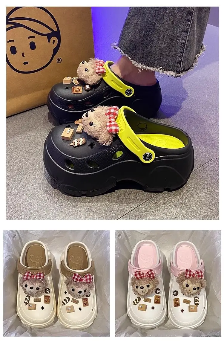 Plush Cute Thick-soled Cave Shoes Women's Outdoor Wear High-heeled Fashion Shoes Trendy Shoes EVA Sandals and Slippers Trendy European and American Cross-border — feature 5