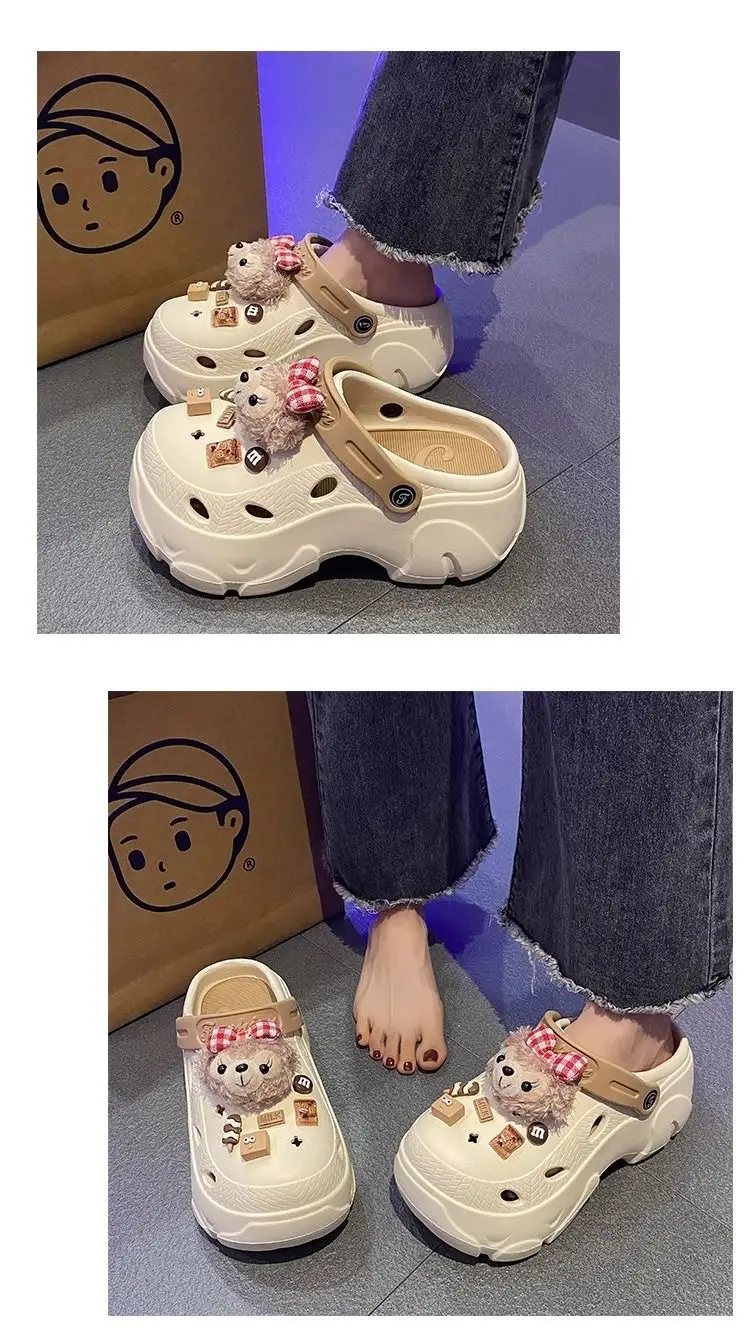 Plush Cute Thick-soled Cave Shoes Women's Outdoor Wear High-heeled Fashion Shoes Trendy Shoes EVA Sandals and Slippers Trendy European and American Cross-border — feature 6