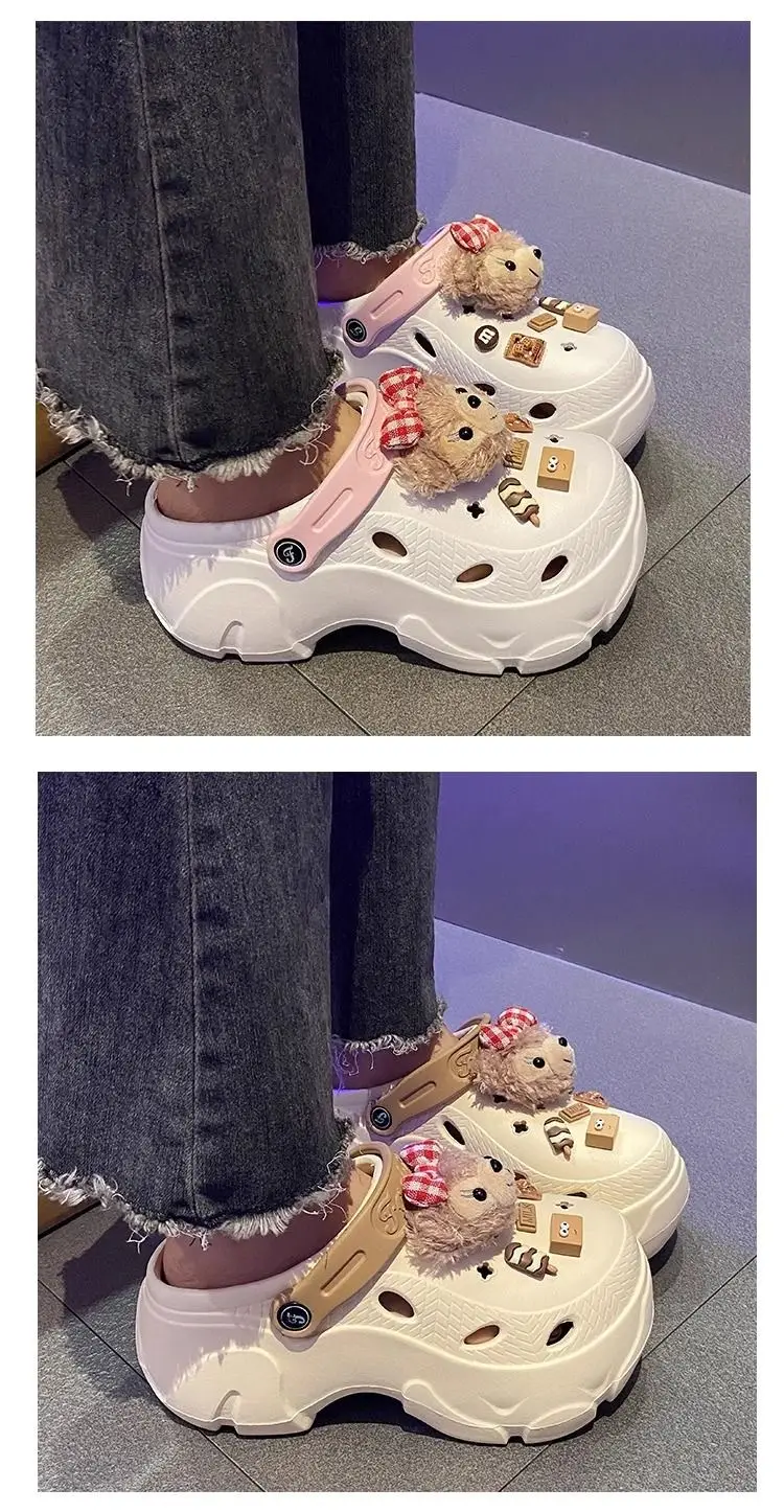 Plush Cute Thick-soled Cave Shoes Women's Outdoor Wear High-heeled Fashion Shoes Trendy Shoes EVA Sandals and Slippers Trendy European and American Cross-border — feature 8