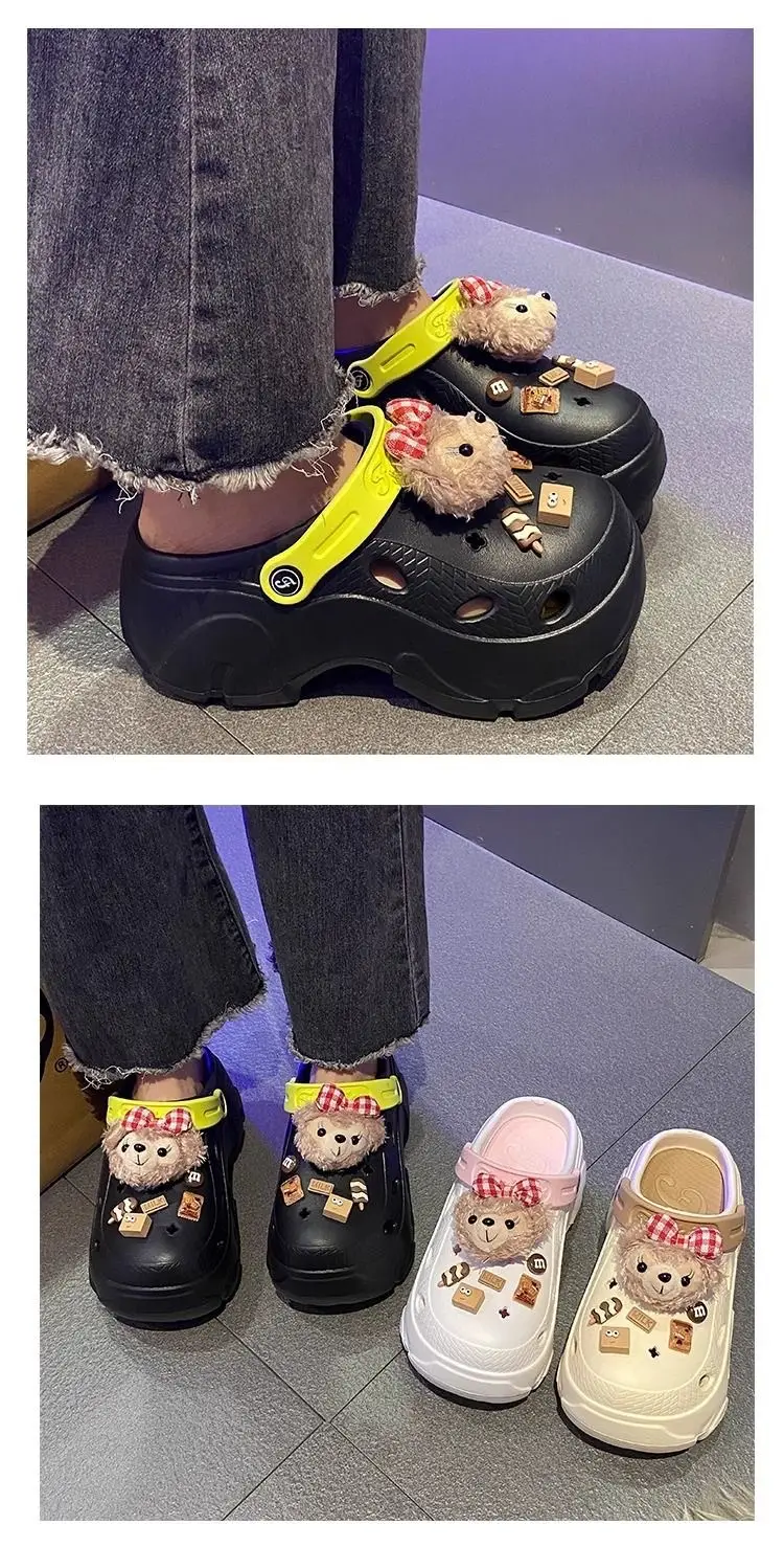 Plush Cute Thick-soled Cave Shoes Women's Outdoor Wear High-heeled Fashion Shoes Trendy Shoes EVA Sandals and Slippers Trendy European and American Cross-border — feature 9