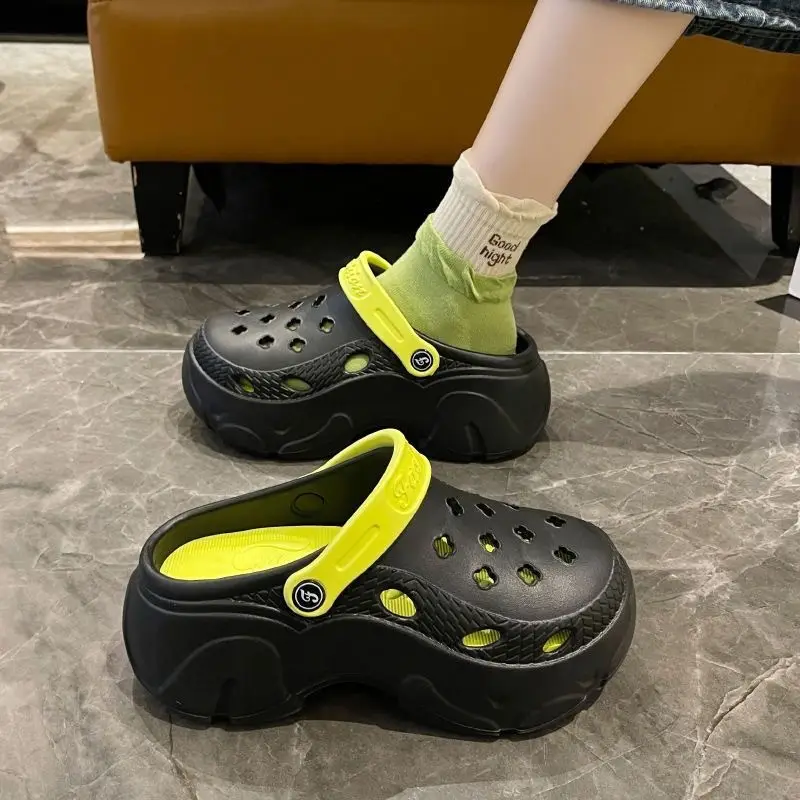 Plush Cute Thick-soled Cave Shoes Women's Outdoor Wear High-heeled Fashion Shoes Trendy Shoes EVA Sandals and Slippers Trendy European and American Cross-border - Image 5