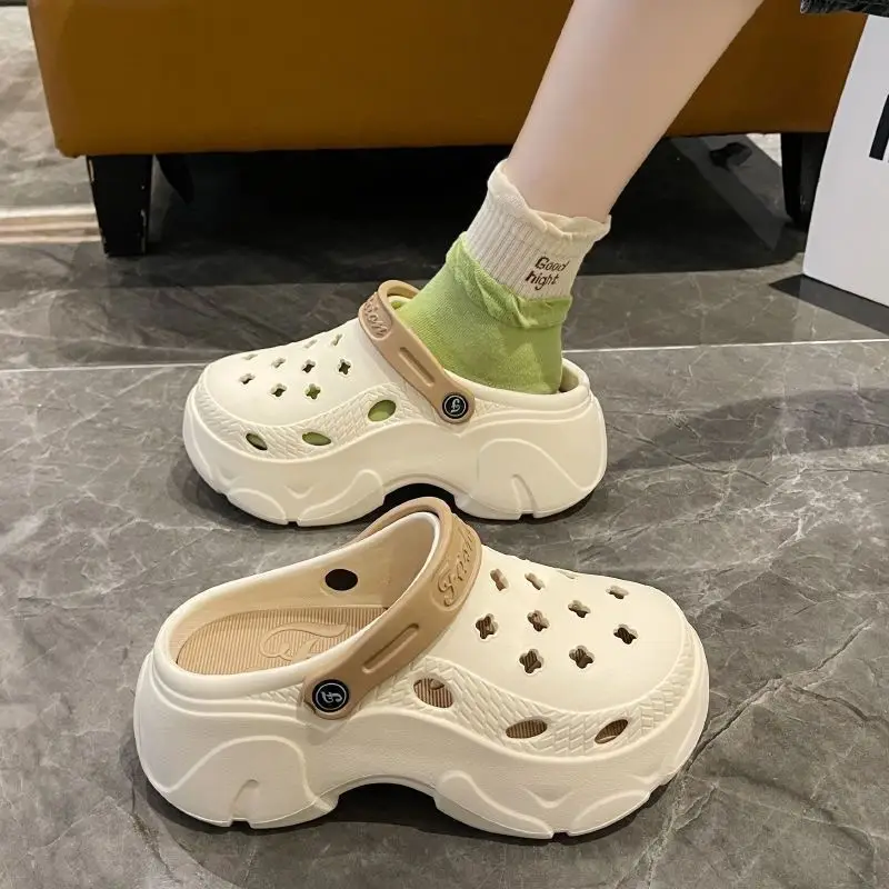 Plush Cute Thick-soled Cave Shoes Women's Outdoor Wear High-heeled Fashion Shoes Trendy Shoes EVA Sandals and Slippers Trendy European and American Cross-border - Image 6