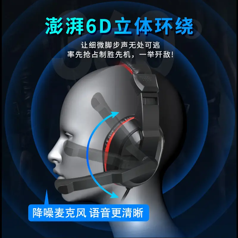 MISDE Gaming Headset Red Black Over Ear