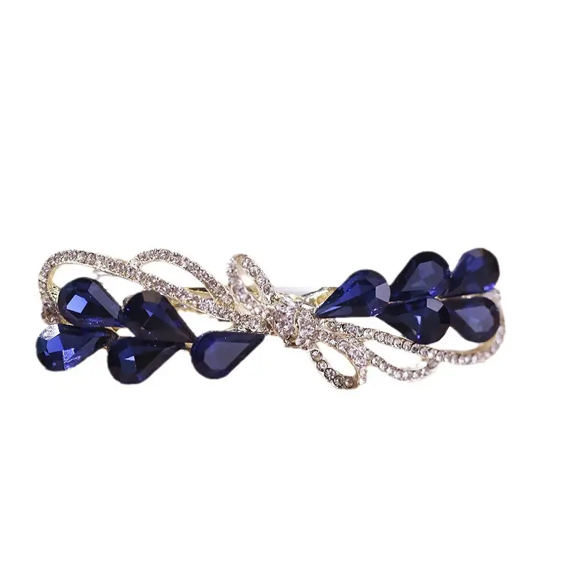 Blue Crystal Heart Clip Hairpin with Diamond Accents - Image 5