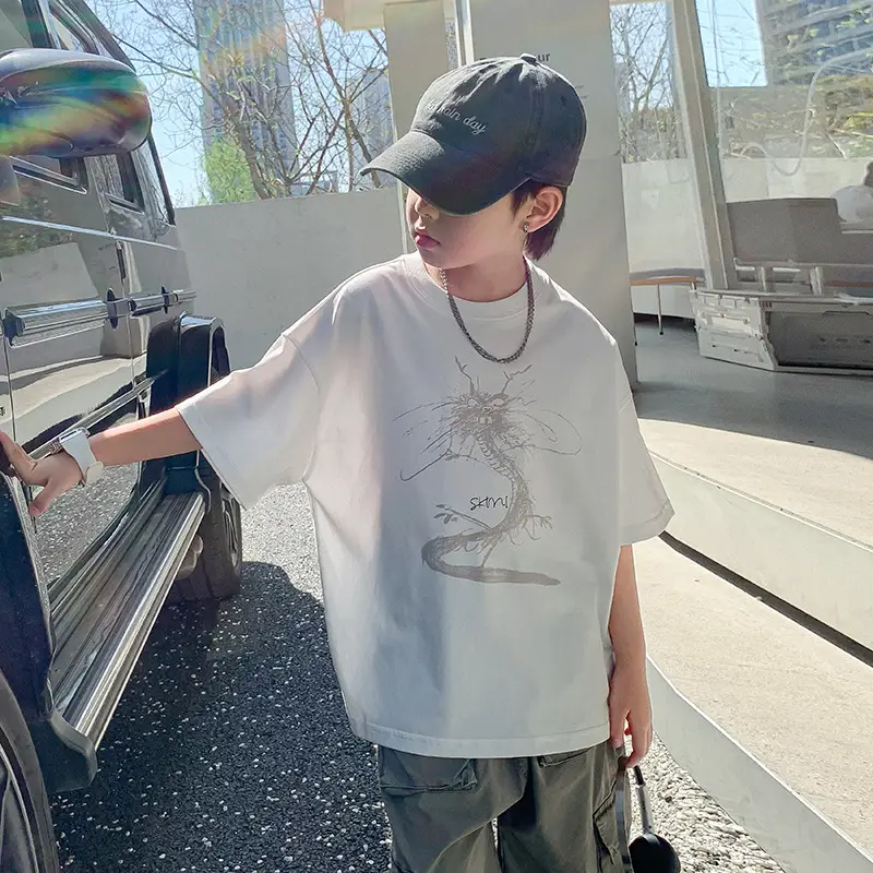 Boys White Chameleon Cotton T-Shirt 2025 Summer - Image 3