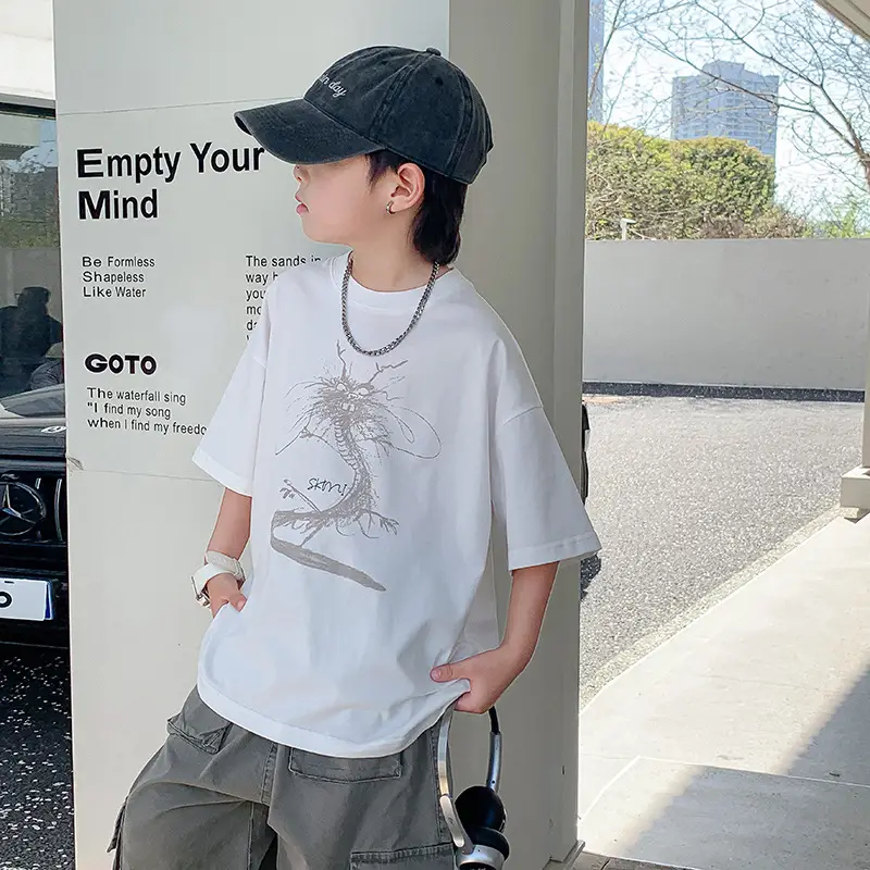 Boys White Chameleon Cotton T-Shirt 2025 Summer - Image 5