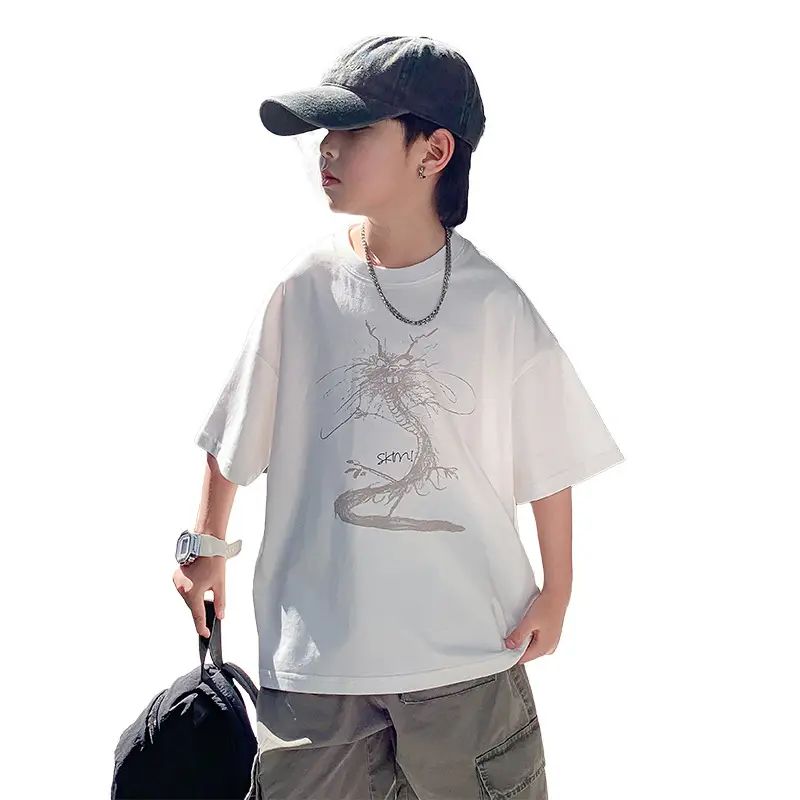 Boys White Chameleon Cotton T-Shirt 2025 Summer - Image 6