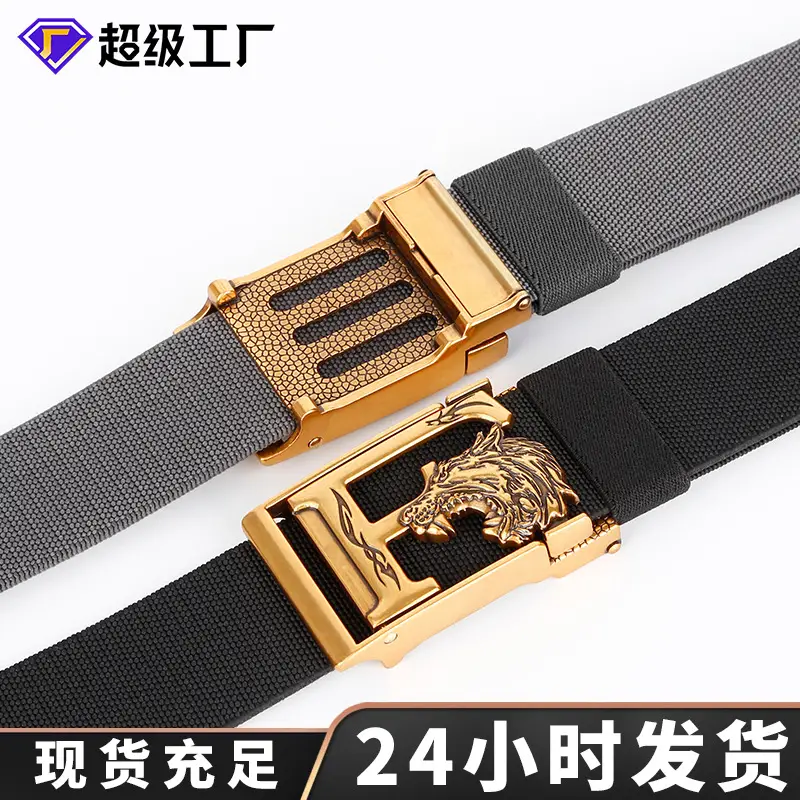 Men's Black Gold Buckle Belt Automatic Adjustable - Image 6