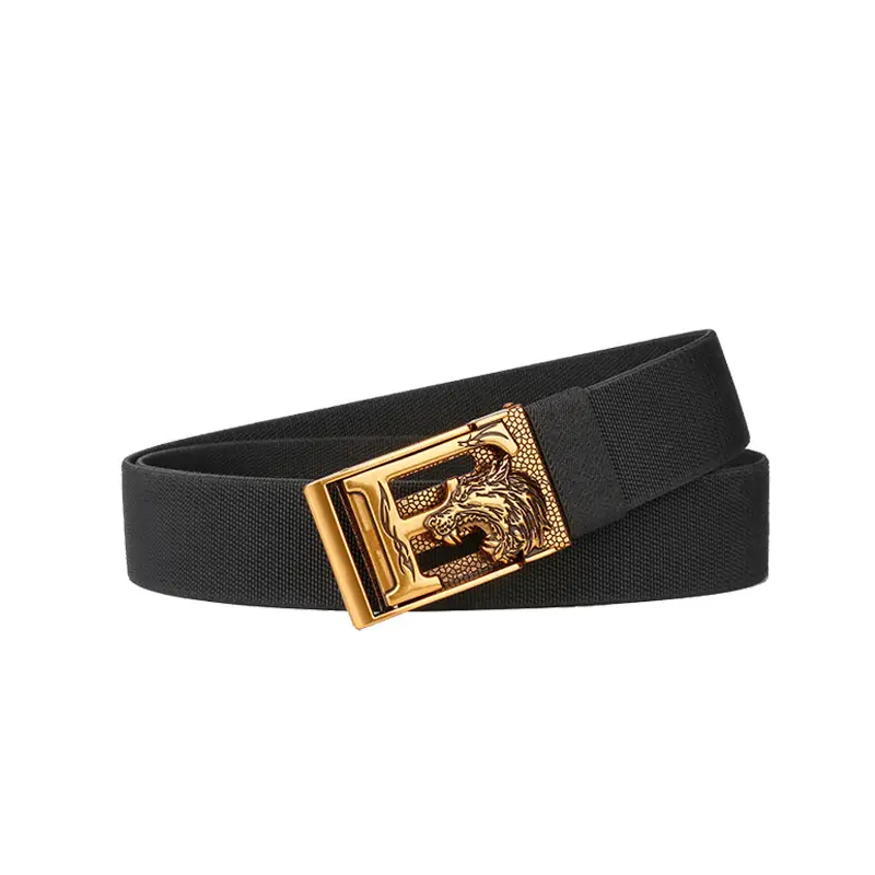 Men's Black Gold Buckle Belt Automatic Adjustable - Image 9