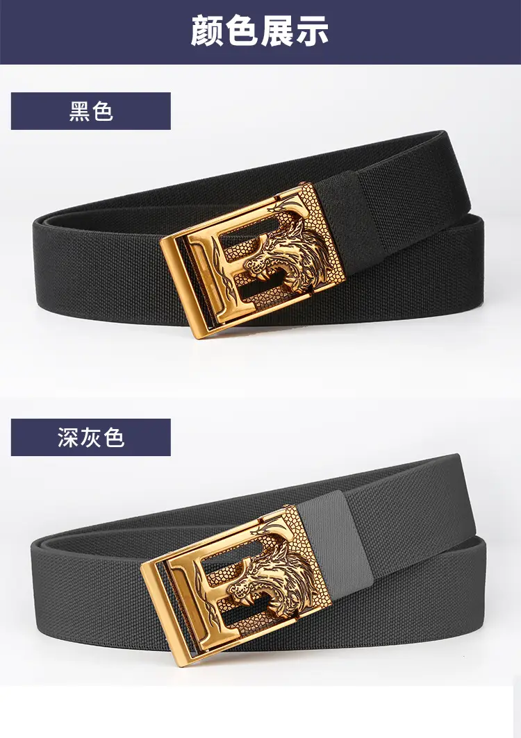 Men's Black Gold Buckle Belt Automatic Adjustable — feature 10