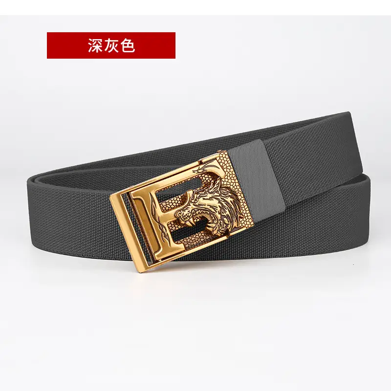 Men's Black Gold Buckle Belt Automatic Adjustable - Image 2