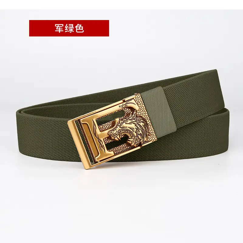 Men's Black Gold Buckle Belt Automatic Adjustable - Image 4