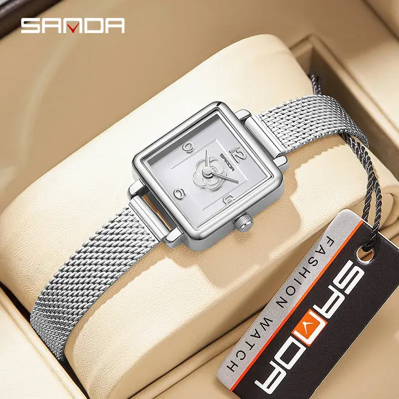 Sanda Women's Square Rose Leather Watch with Quartz - Image 21