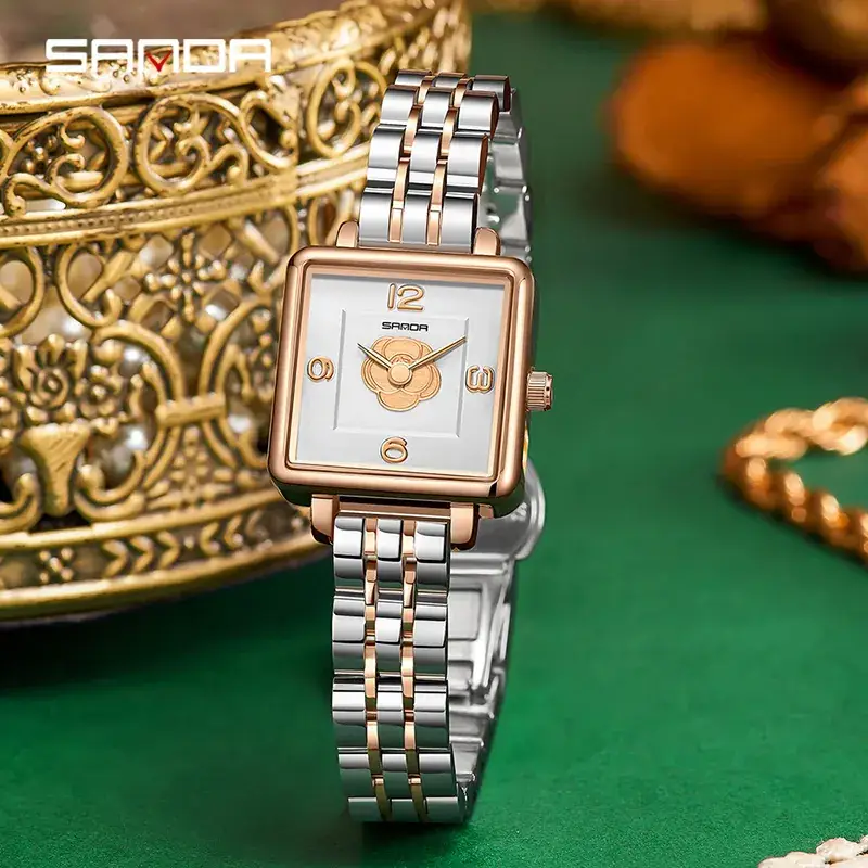 Sanda Women's Square Rose Leather Watch with Quartz - Image 22