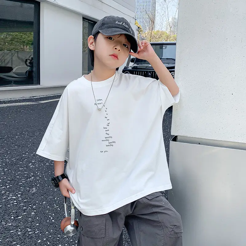Boys Purple T-Shirt 2025 New Style Loose Fit