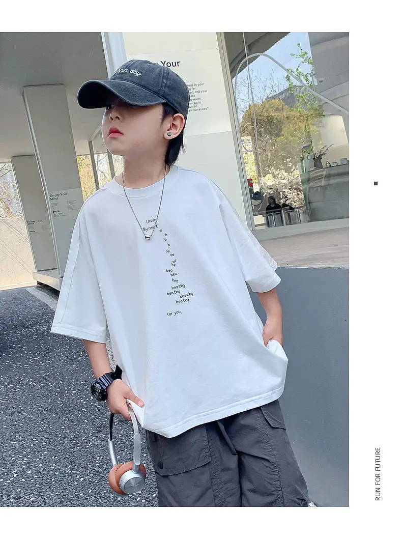 Boys Purple T-Shirt 2025 New Style Loose Fit — feature 15