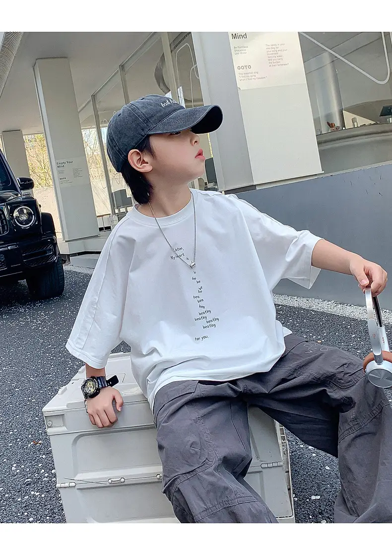 Boys Purple T-Shirt 2025 New Style Loose Fit — feature 16